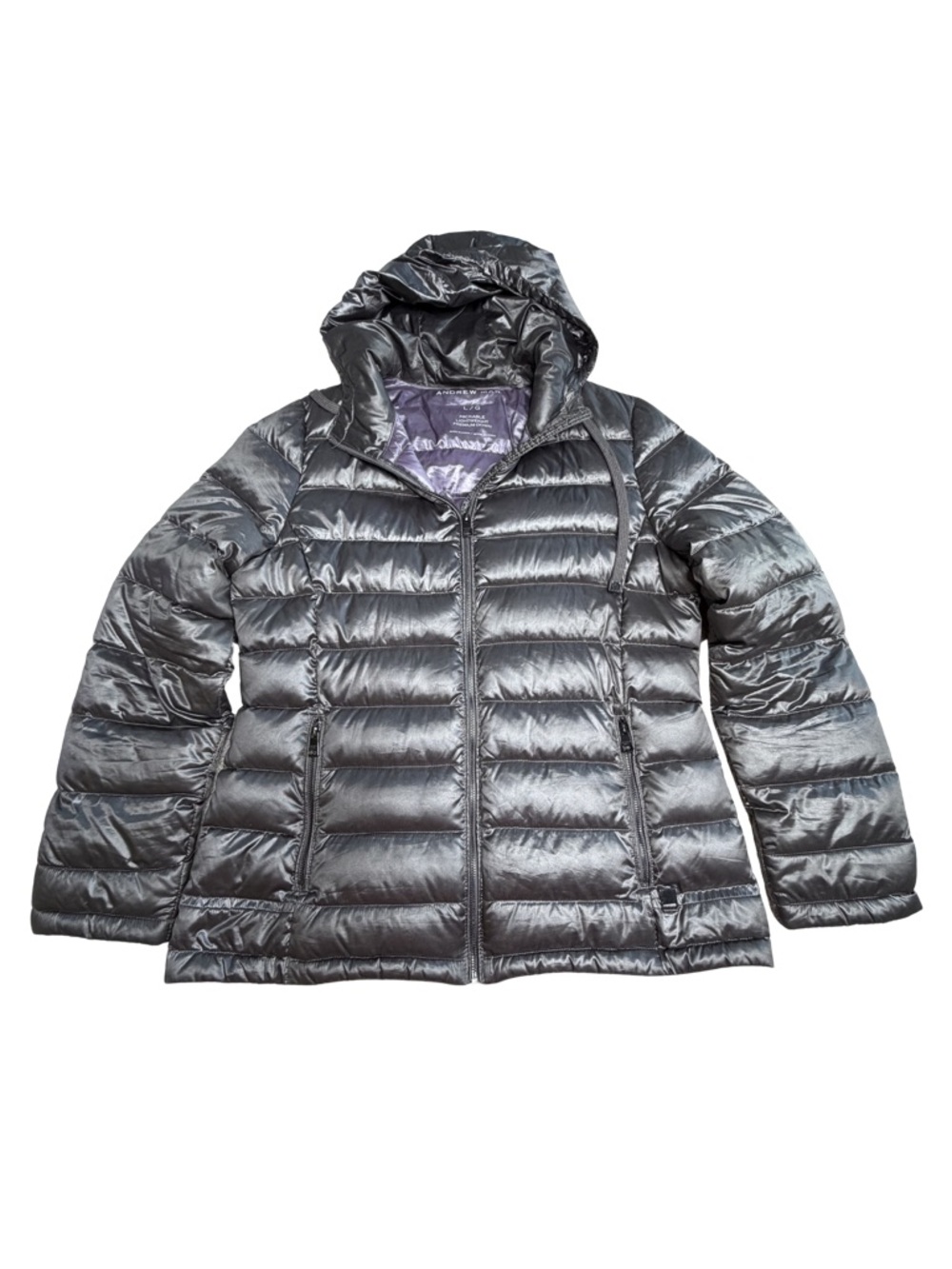 Marc New York Packable Down‎ Jacket Womens L Black Lightweight Puffer Hooded